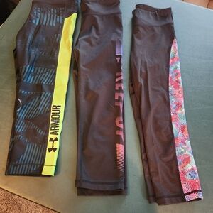 Under Armour Black and Yellow Leggings Athletic Performance